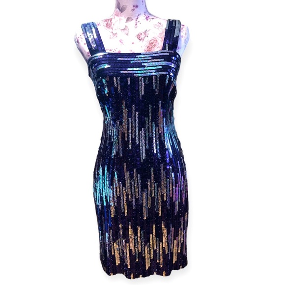 Vintage Alyce Design Purple Sequin Sexy Gown Dress - Picture 2 of 6